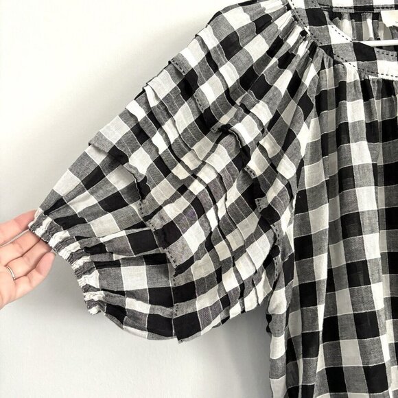 THE GREAT. Black and White Checkered Blouse - Picture 6 of 10